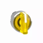 Napęd podświetlanego przełącznika piórkowego, Harmony XB4, metal, żółty uchwyt, 22 mm, uniwersalna dioda LED, 3 pozycje, od prawej do środka