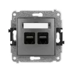 ICON Mechanizm gniazda komputerowego podwójnego 2xRJ45, kat. 6A, 8-stykowy czarny mat
