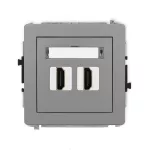 DECO Mechanizm gniazda podwójnego HDMI 2.0, 4K szary mat