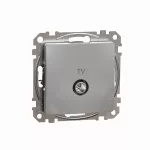 Gniazdo TV przelotowe (7dB), Sedna Design & Elements, srebrne aluminium