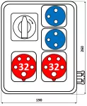 Rozdzielnica 2*32A/5p; 2*250V; TVM 21; IP54; wył 0-1