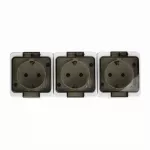 NT-316SL Gniazdo wtyczkowe potrójne n/t bryzgoszczelne 3x2p+Z 16A, 250V, IP44 z klapką dymną; biały SMART