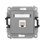 ICON Mechanizm gniazda komputerowego pojedynczego 1xRJ45, kat. 6, 8-stykowy szary mat