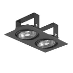 MARA E2Bh AR111 wpust stropowy max. 2x60W, G53, 12V, czarny głęboki (mat struktura) RAL 9005