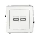 DECO Mechanizm ładowarki USB podwójnej 2xUSB A, 15,5W max., 5V, 3.1A, bez pola opisowego biały mat