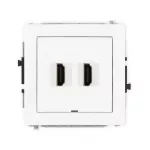 DECO Mechanizm gniazda podwójnego HDMI 2.0, 4K, bez pola opisowego biały mat