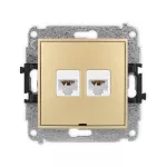ICON Mechanizm gniazda komputerowego podwójnego 2xRJ45, kat. 6A, 8-stykowy, bez pola opisowego złoty