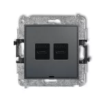 ICON Mechanizm ładowarki USB podwójnej 2xUSB C, 20W max., bez pola opisowego grafitowy mat