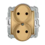 ICON Mechanizm gniazda podwójnego do ramki bez uziemienia 2x2P (bez przesłon torów prądowych) złoty
