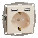 Gniazdo schuko z USB A+A 2,4Sedna Design & Elements,4A, beżowe