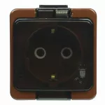 GWN-17S/L Gniazdo wtyczkowe pojedyncze-SMART- 2P+Z bryzgood. SCHUKO z klapką; brązowy