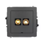 DECO Mechanizm gniazda głośnikowego pojedynczego, bez pola opisowego (typu banan - czerwony i czarny, pozłacany, 4 mm2, skręcany) 28DGGBO-4