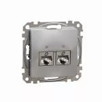 Gniazdo komputerowe 2xRJ45 kat.5e STP, Sedna Design & Elements, srebrne aluminium