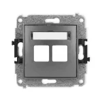 MINI Mechanizm gniazda multimedialnego podwójnego bez modułu (standard Keystone) grafitowy