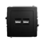 DECO Mechanizm ładowarki USB podwójnej 2xUSB A, 15,5W max., 5V, 3.1A, bez pola opisowego czarny mat