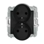 ICON Mechanizm gniazda podwójnego do ramki z uziemieniem 2x(2P+Z) (przesłony torów prądowych) czarny mat