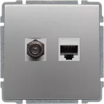KOS 66 Gniazdo TV typu F + RJ45 kat. 5e ALUMINIUM