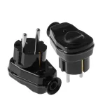 WT-16US/ŁK IP 44 Wtyczka rozbieralna, kątowa z wyłącznikiem, , podświetlana, Uni-Schuko 2p+Z; WT-16US/ŁK IP 44; czarny