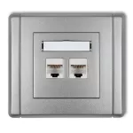 FLEXI Gniazdo komputerowe podwójne 2xRJ45, kat. 5e, 8-stykowe srebrny metalik