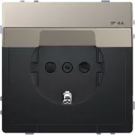 SCHUKO gniazdko elektryczne, w. hng.lid, IP44, zamknięty. screwl. term. nickel metallic,Sys.Des.