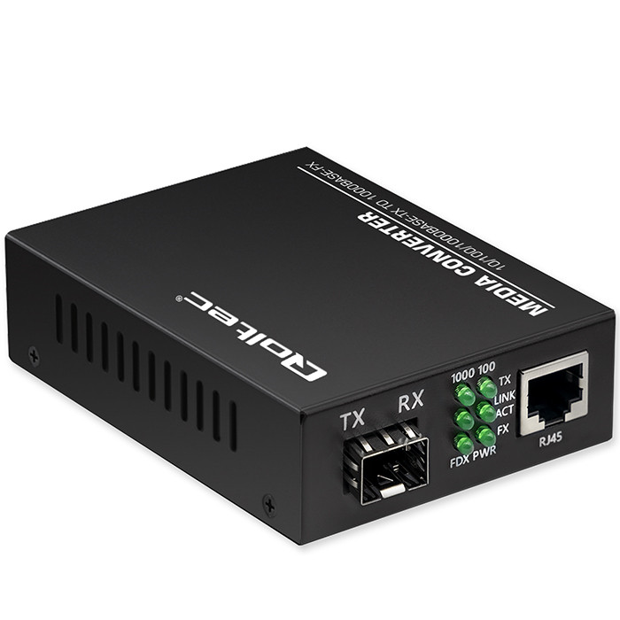 Qoltec Dwukierunkowy Media Konwerter SWITCH Ethernet 1x RJ45 1x SFP| 1000Mb/s | 5V 