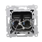 SIMON 54 WMDK-0620xx-049 Gniazdo komputerowe podwójne RJ45 kategoria 6, z przesłoną przeciwkurzową (moduł); czarny mat