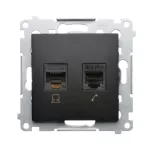 SIMON 54 WMDK-0600xx-049 Gniazdo komputerowe RJ45 kategoria 5e + telefoniczne RJ12 (moduł); czarny mat