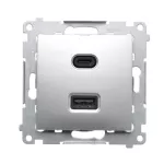 SIMON 54 WMDZ-EC2CAQ-043 Ładowarka USB C+A (moduł), 30W, 230V; srebrny mat