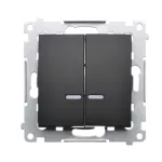SIMON 54 WMDL-551x2x-049 Łącznik świecznikowy z podświetleniem LED i do wersji IP44 (moduł) 16AX, 250V~, zaciski śrubowe; czarny mat. Posiada wkładkę DU1W