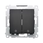 SIMON 54 WMDL-Z10005-049 Łącznik dwubiegunowy podwójny (moduł) 16AX, 250V~, zaciski śrubowe; czarny mat