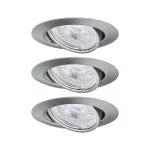 PAULMANN Base Coin oprawa wbudowana ruchoma LED 3-st ściemnianie 3x5W 230V GU10 51mm Żelazo Szczotkowane/Metal