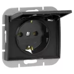 Gniazdo pojedyncze p/t 2P+Z Schuko bryzgoszczelne z klapką Onyx, 16A, 250V, PT-17OH, czarny