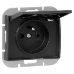 Gniazdo pojedyncze p/t 2P+Z bryzgoszczelne z klapką Onyx, 16A, 250V, PT-16OH, czarny
