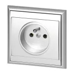 Gniazdo pojedyncze p/t 2P+Z Luna, 16A, 250V, PT-16L, srebrny