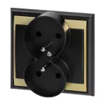 Gniazdo podwójne p/t 2x2P+Z Luna, 16A, 250V, PT-6LR, czarny/złoty