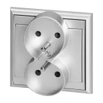 Gniazdo podwójne p/t 2x2P+Z Luna, 16A, 250V, PT-6LR, srebrny