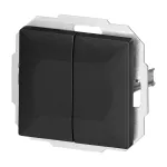 Łącznik p/t schodowy podwójny Pearl, 10A, 250V, WP-2/5P, czarny