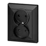 Gniazdo podwójne p/t 2x2P Pearl, 16A, 250V, PT-5 P, czarny