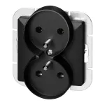 Gniazdo podwójne p/t 2x2P+Z Pearl, 16A, 250V, PT-6 PR, czarny