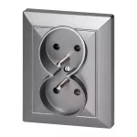 Gniazdo podwójne p/t 2x2P+Z Pearl, 16A, 250V, PT-6 P, antracyt