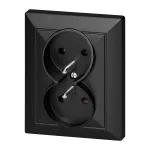 Gniazdo podwójne p/t 2x2P+Z Pearl, 16A, 250V, PT-6 P, czarny