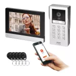GAYD, zestaw wideodomofonowy, bezsłuchawkowy, monitor dotykowy 8" LCD, Wi-Fi + APP na telefon, z gniazdem na kartę pamięci, z kamerą Full HD 2MP, z czytnikiem kart i breloków zbliżeniowych 125kHz, szyfrator