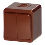 Łącznik podwójny n/t 10A, 250V, świecznikowy IP44, SMART, brązowy