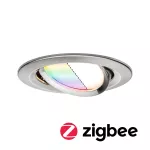 PAULMANN Oprawa do wbudowania NOVA PLUS COIN LED SH Zigbee wychylna 5.2W 400lm 84mm 2700-6500K IP23 230V szczotkowane żelazo