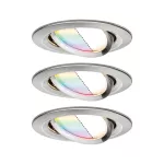 PAULMANN Oprawa do wbudowania NOVA PLUS COIN LED RGBW SH Zigbee wychylna zestaw 3x5.2W 400lm 84mm 2700-6500K IP23 230V szczotkowane żelazo