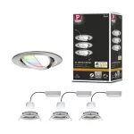 PAULMANN Oprawa do wbudowania NOVA PLUS COIN LED RGBW SH Zigbee wychylna zestaw 3x5.2W 400lm 84mm 2700-6500K IP23 230V szczotkowane żelazo