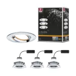 PAULMANN Oprawa do wbudowania NOVA PLUS COIN LED DIM wychylna zestaw 3x6W 470lm 93mm 2700K IP65 230V chrom