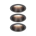 Oprawa do wbudowania EBL COLE SET COIN 3-STEP DIM zestaw 3x6W 3x470lm 2700K IP44 230V czarny matowy / aluminium