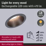 Oprawa do wbudowania EBL COLE SET COIN 3-STEP DIM zestaw 3x6W 3x470lm 2700K IP44 230V czarny matowy / aluminium