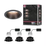 Oprawa do wbudowania EBL COLE SET COIN 3-STEP DIM zestaw 3x6W 3x470lm 2700K IP44 230V czarny matowy / aluminium